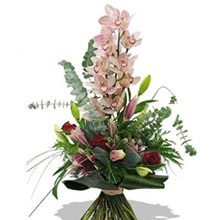 Bouquet with pink orchids
