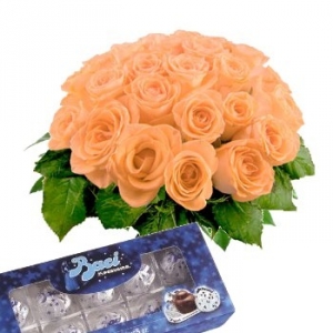 Bouquet orange roses and kisses