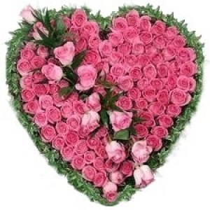 Heart with pink roses