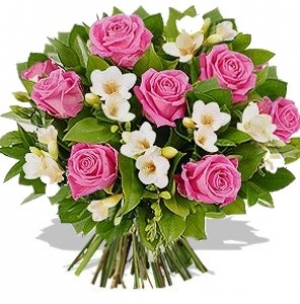 Bouquet roses and freesias