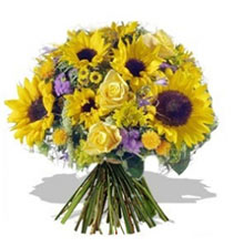 Bouquet with sunflowers  and roses